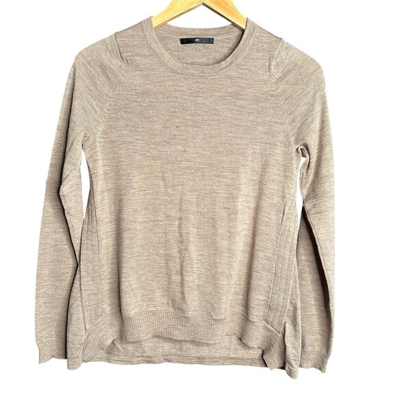 JARBO | Ultrafine Merino Wool Tan Lightweight Crewneck Sweater | Size 34 / Small - Picture 1 of 6